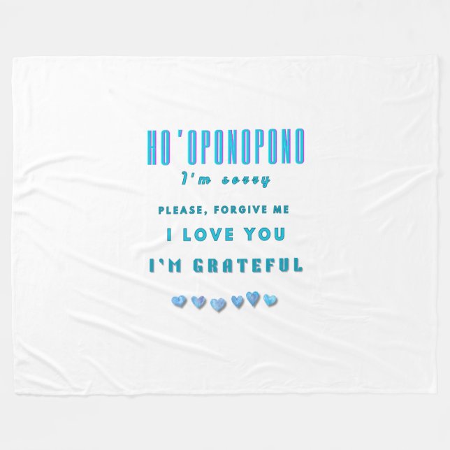 Ho'oponopono Healing Mantra - Light Blue Andlig Fleecefilt (Framsidan (Horisontell))