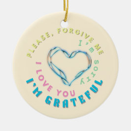 Ho'oponopono Healing Mantra - Light Blue Andlig Julgransprydnad Keramik