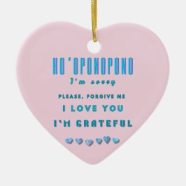 Ho'oponopono Healing Mantra - Light Blue Andlig Julgransprydnad Keramik