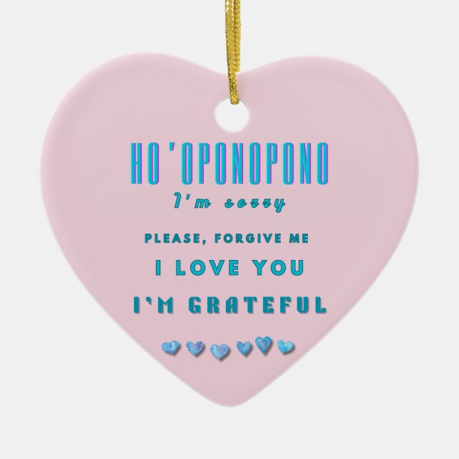 Ho'oponopono Healing Mantra - Light Blue Andlig Julgransprydnad Keramik (Framsidan)