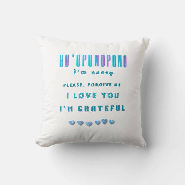 Ho'oponopono Healing Mantra - Light Blue Andlig Kudde (Framsida)