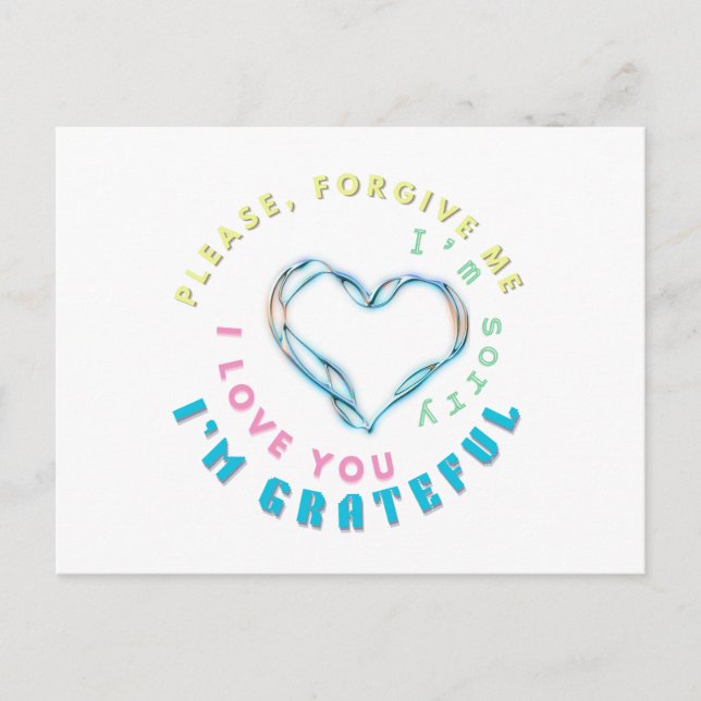 Ho'oponopono Healing Mantra - Light Blue Andlig Vykort (Framsida)