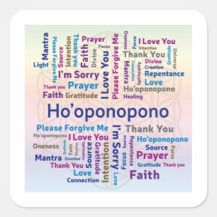 Ho'oponopono Ord Cloud - Mantra - Self Kärlek Fyrkantigt Klistermärke