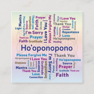 Ho'oponopono Ord Cloud - Mantra - Self Kärlek Fyrkantigt Visitkort