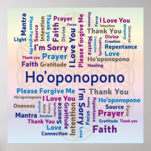 Ho'oponopono Ord Cloud - Mantra - Self Kärlek Poster
