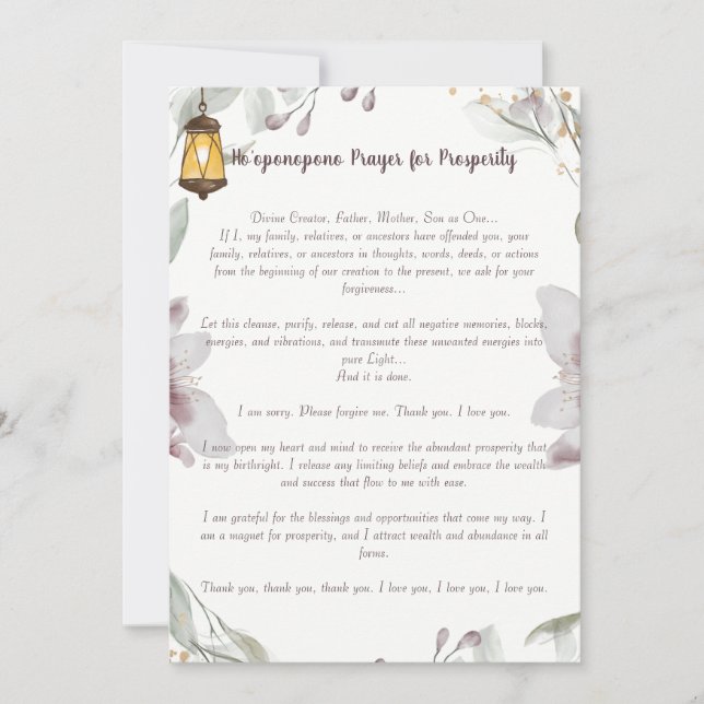 Ho'oponopono Prayer för välstånd Inbjudningar (Framsida)