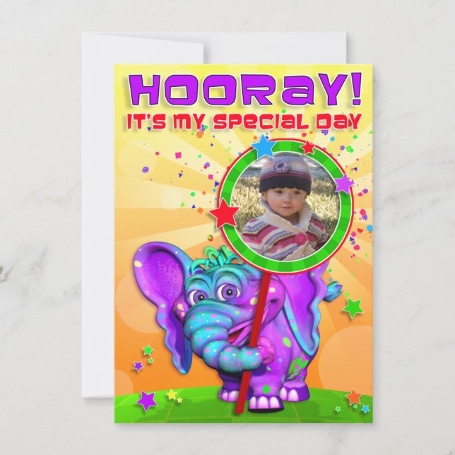 Hooray! Födelsedag Inbjudan med "GiggleBellies" (Framsida)