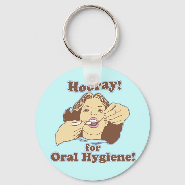 Hooray for Oral Hygiene Retro Nyckelring (Framsida)