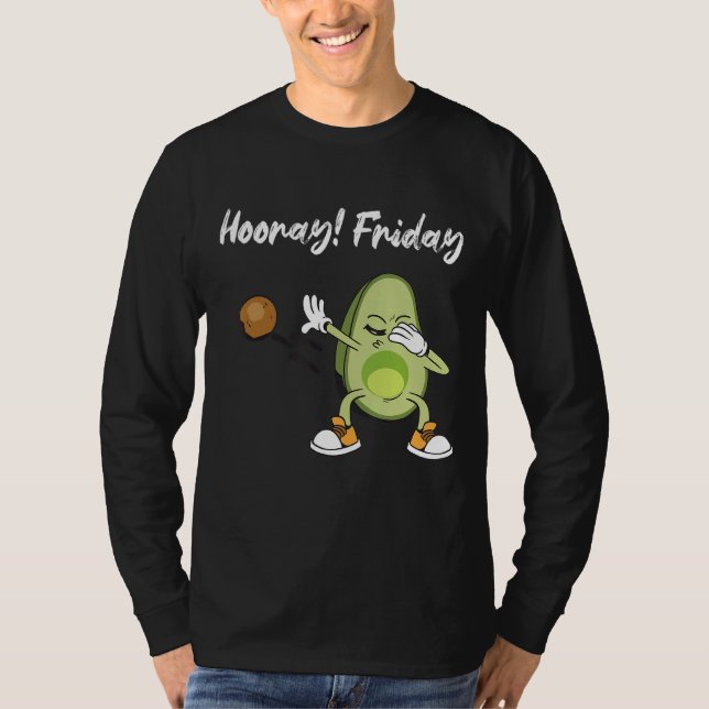 Hooray Fredag Avocado Dabbing Vegan Food T Shirt (Framsida)