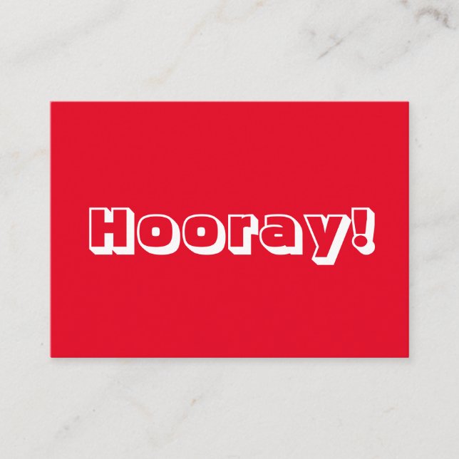 Hooray! Gratulerara, Grattisar, rött, vitt kort (Framsida)