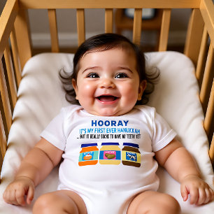 Hooray! Min första Hanukkah - rolig baby-mat T Shirt