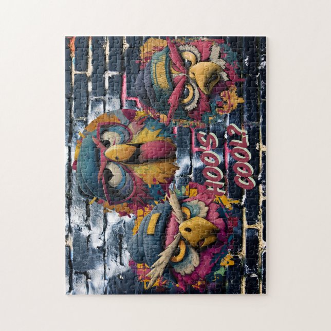 HOO'S COOL? - Urban Owls Graffiti Art Puzzle Pussel (Vertikal)