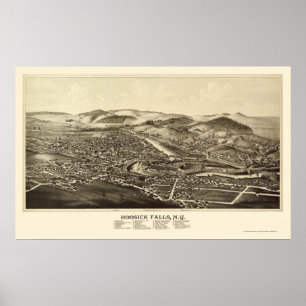 Hoosick nedgångar, panorama- karta för NY - 1889 Poster