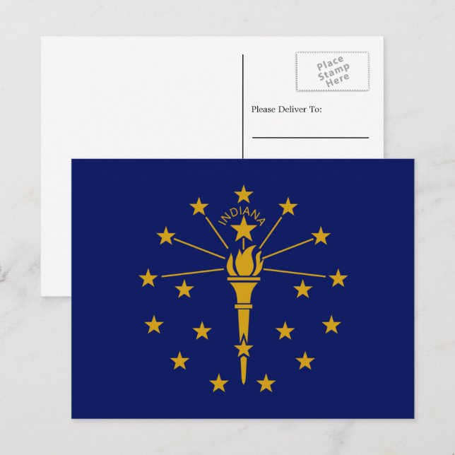 Hoosier Flagga, Indiana Flagga Vykort (Fram/baksida)