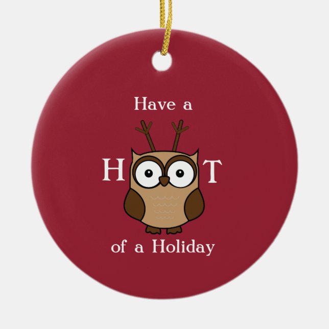 Hoot av en Helgdag-Anpassningsbar år Julgransprydnad Keramik (Framsidan)