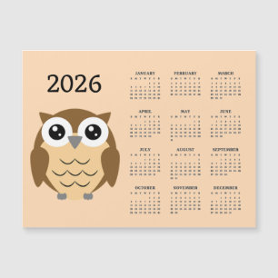 Hoot Owl 2026 Kalender Magnetkort
