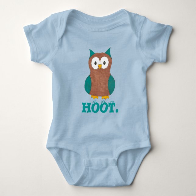 HOOT Tecknad Uggla Bird Öga Wise Ugglor Birdie Gif T Shirt (Framsida)