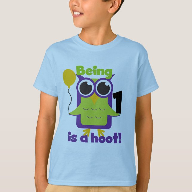 Hoot Uggla 1:a födelsedag T-shirts och gåvor (Framsida)