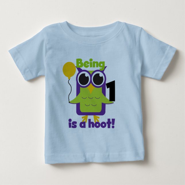 Hoot Uggla 1:a födelsedag T-shirts och gåvor (Framsida)