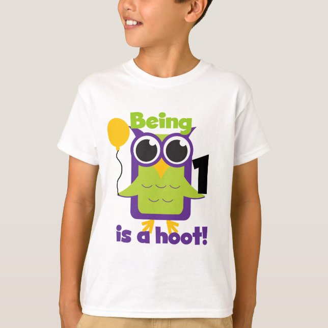 Hoot Uggla 1:a födelsedag T-shirts och gåvor (Framsida)