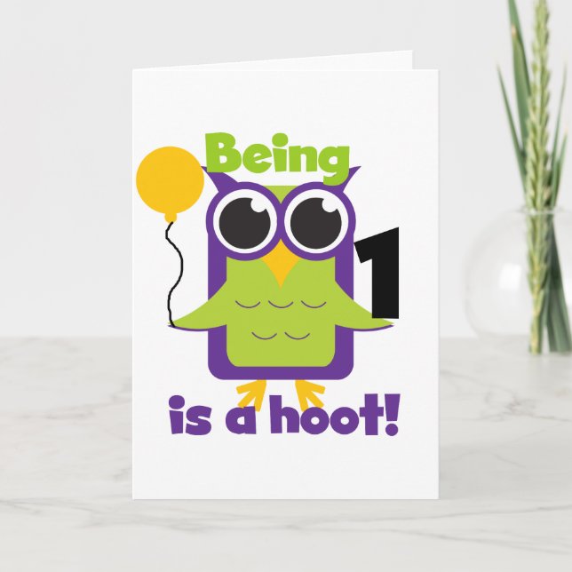 Hoot Uggla 1:a födelsedag T-shirts och gåvor Kort (Framsida)