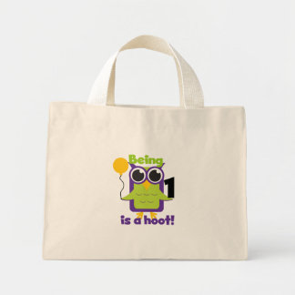 Hoot Uggla 1:a födelsedag T-shirts och gåvor Mini Tygkasse