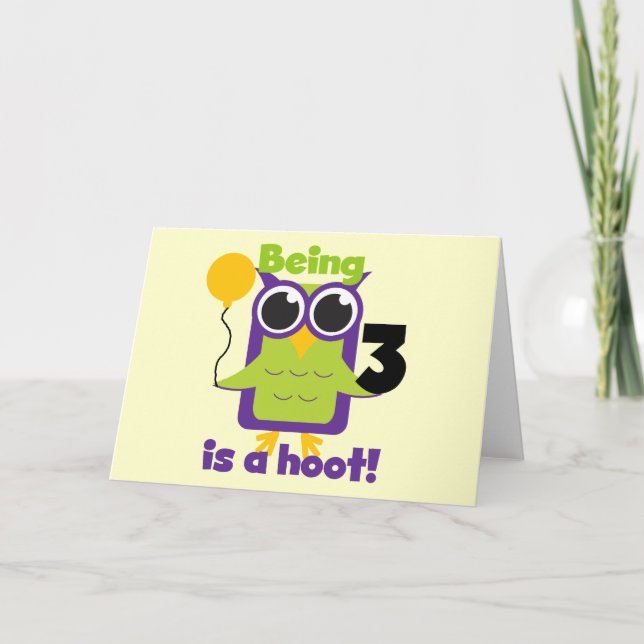 Hoot Uggla 3:e födelsedag T-shirts och gåvor Kort (Framsida)