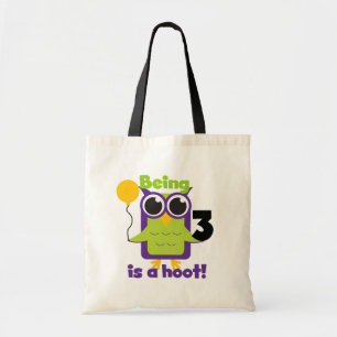 Hoot Uggla 3:e födelsedag T-shirts och gåvor Tygkasse