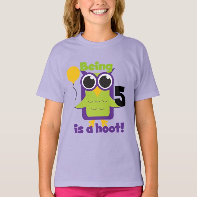 Hoot Uggla 5:e födelsedag T-shirts och gåvor (Framsida)