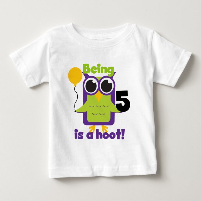 Hoot Uggla 5:e födelsedag T-shirts och gåvor (Framsida)