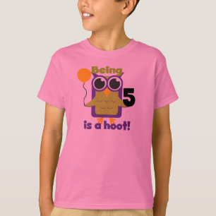 Hoot Uggla 5:e födelsedag T-shirts och gåvor