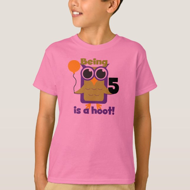 Hoot Uggla 5:e födelsedag T-shirts och gåvor (Framsida)