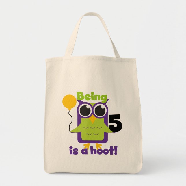 Hoot Uggla 5:e födelsedag T-shirts och gåvor Tygkasse (Framsidan)