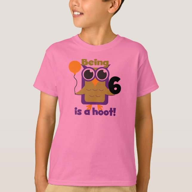 Hoot Uggla 6e födelsedag T-shirts och gåvor (Framsida)