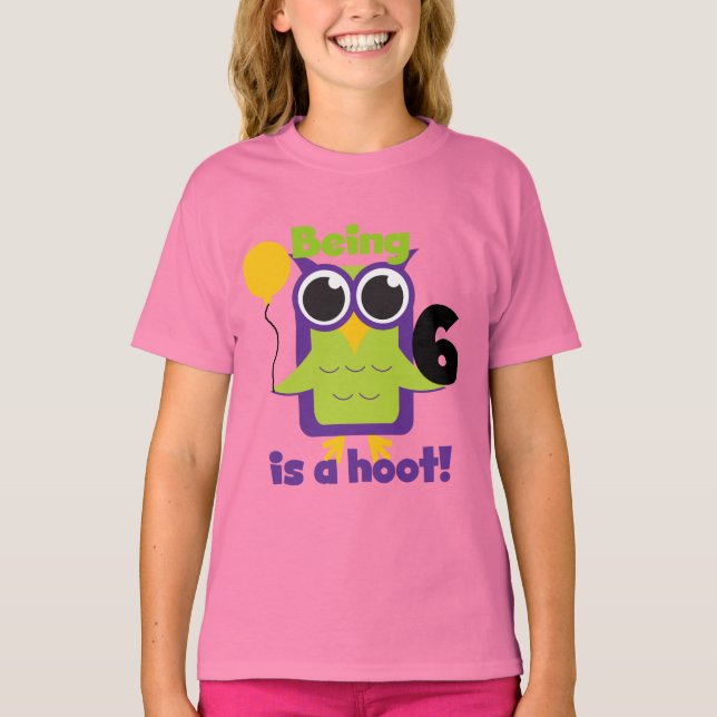 Hoot Uggla 6e födelsedag T-shirts och gåvor (Framsida)