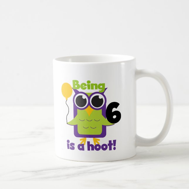 Hoot Uggla 6e födelsedag T-shirts och gåvor Kaffemugg (Höger)