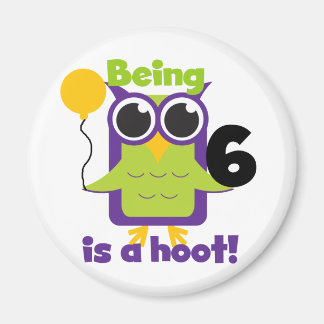 Hoot Uggla 6e födelsedag T-shirts och gåvor Magnet