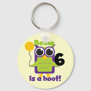 Hoot Uggla 6e födelsedag T-shirts och gåvor Nyckelring