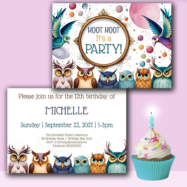 Hoot Uggla Personlig Birthday-inbjudan Meddelande (Skapare uppladdad)