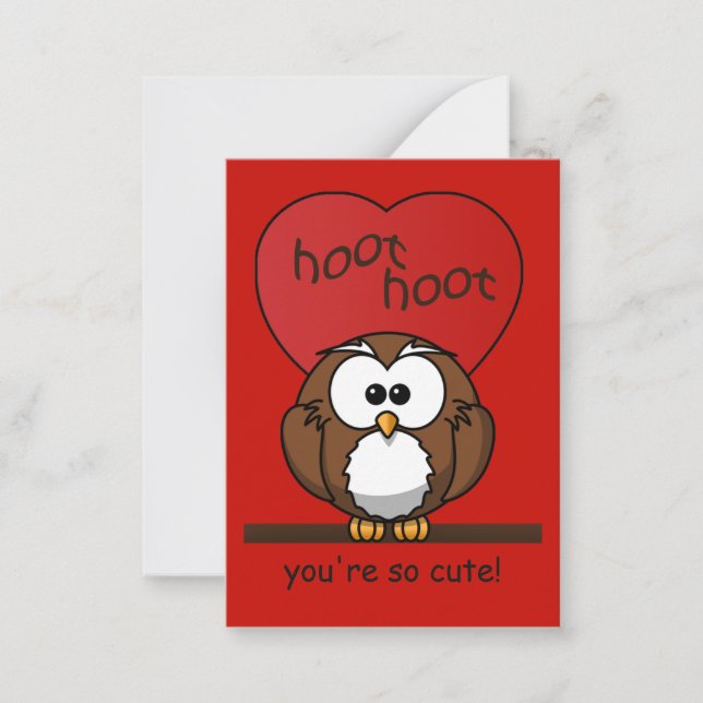 Hoot Uggla Valentine Red Heart Kids Pack Anteckningskort (Framsida)