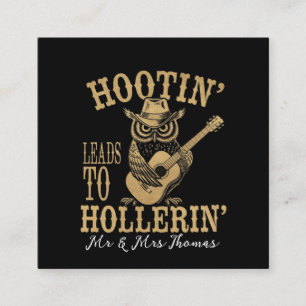 Hootin’ Leads to Hollerin’ - A Playful Cowboy Uggl Fyrkantigt Visitkort