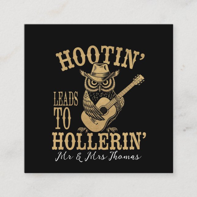 Hootin’ Leads to Hollerin’ - A Playful Cowboy Uggl Fyrkantigt Visitkort (Framsida)