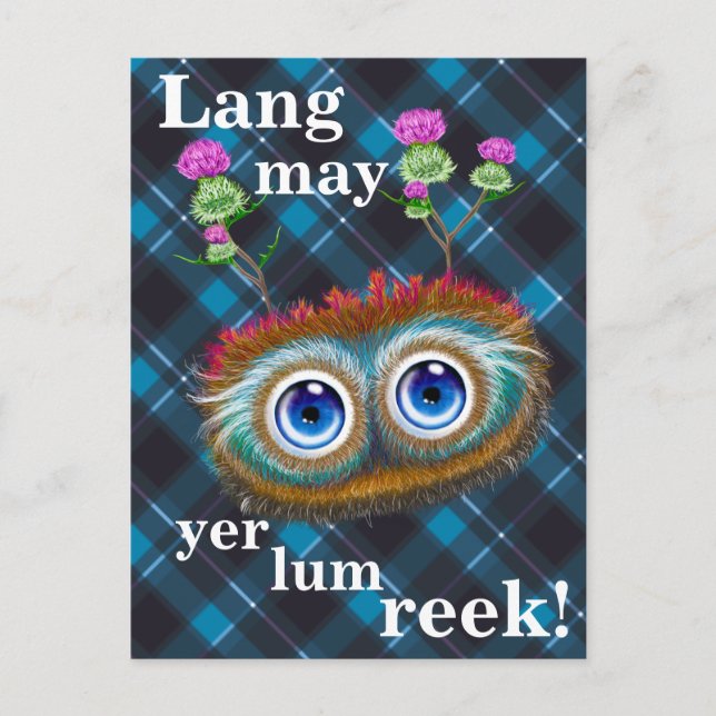 Hoots Toots Haggis. Lang får lum reek! Vykort (Framsida)