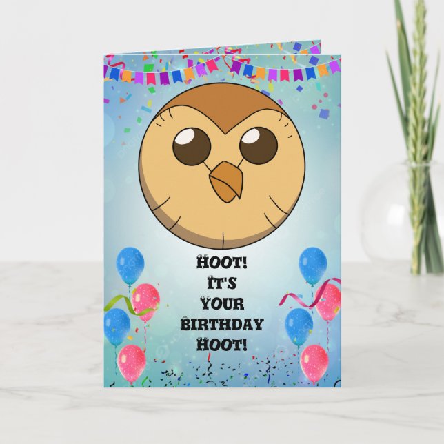 Hooty Birthday Card Inbjudan Uggla House Card (Framsida)