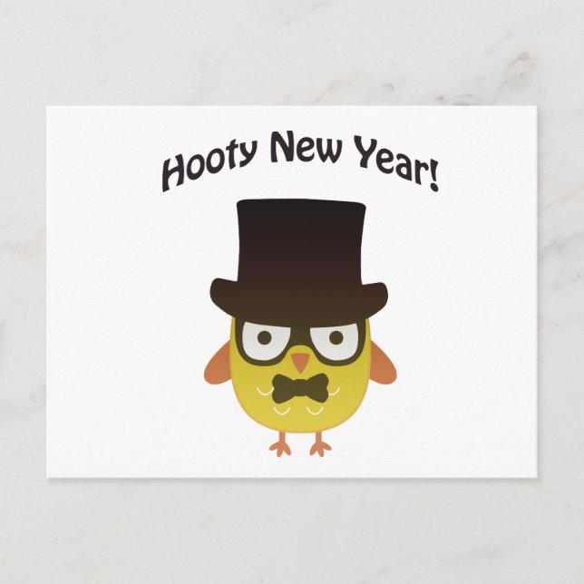 Hooty New year! Hipster uggla Helg Vykort (Framsida)