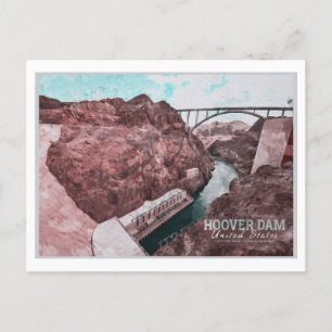 HOOVER DAM AKVARELL - NEVADA - ARIZONA VYKORT