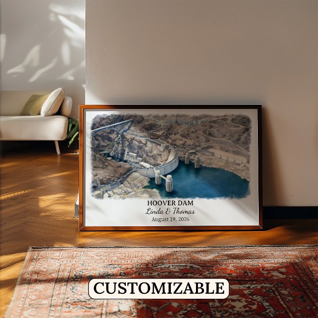 Hoover Dam Arizona Affisch, Akvarell, Anpassad Poster (Skapare uppladdad)
