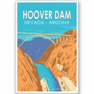 Hoover Dam Arizona Nevada Illustration Resa Konst Klistermärken