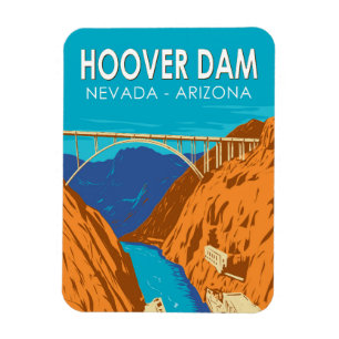 Hoover Dam Arizona Nevada Illustration Resa Konst Magnet