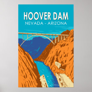 Hoover Dam Arizona Nevada Illustration Resa Konst Poster